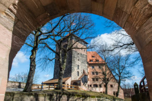 Look through a gate to the imperial castle of Nuremberg, Bavaria, Germany Look through a gate to the imperial castle of Nuremberg, Bavaria, Germany